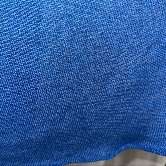 Eileen Fisher M Azure Blue Open Front Knit Short Sleeve Linen Cardigan - Picture 11 of 12